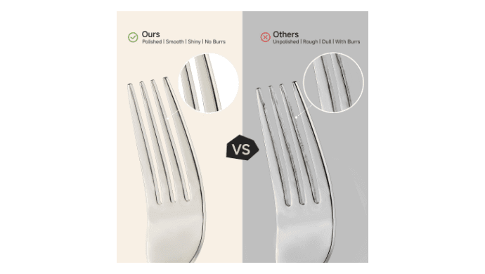 Silverware Set for 8, 40 Piece Heavy Duty 18/10 Stainless Steel Flatware Set, Mirror Polished Cutlery Utensils with Knives Forks & Spoons, Dishwasher Safe - HIKAA thumbnail 4