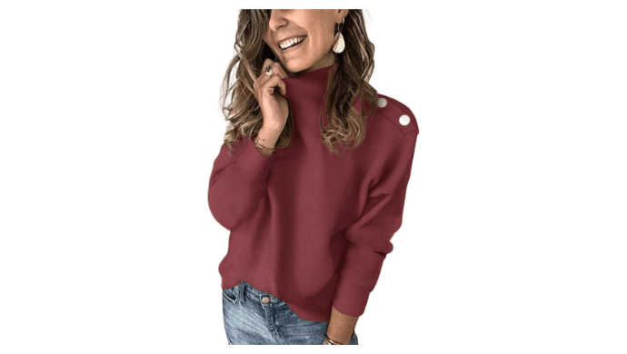 KIRUNDO Fall Sweaters for Women Striped Turtleneck Sweater thumbnail 1