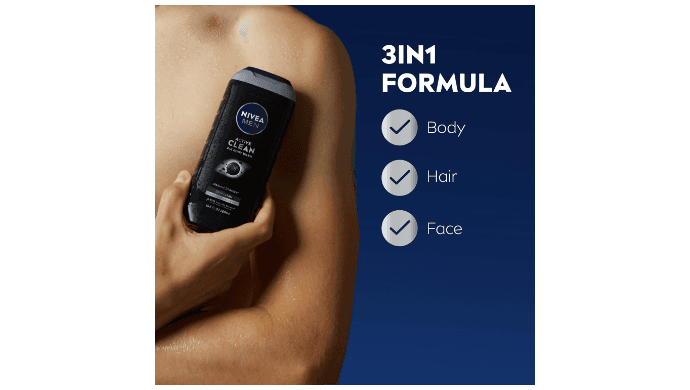 Quantity of 6 Bottles NIVEA MEN Active Clean 3-in-1 Body Wash, Mulitpack, 3 x 16.9 FL OZ thumbnail 2