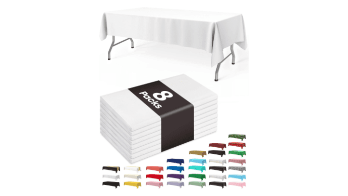 Pureegg Plastic Table Cloth Disposable 8 Pack 54 x 108 Inch, White thumbnail 1