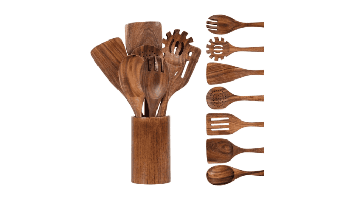 VAVSEA Thick Wooden Spoons for Cooking, 8 Pcs Natural Wooden Utensil for Cooking with Non-Stick, Heat Resistant, Wood Kitchen Utensil Set thumbnail 1