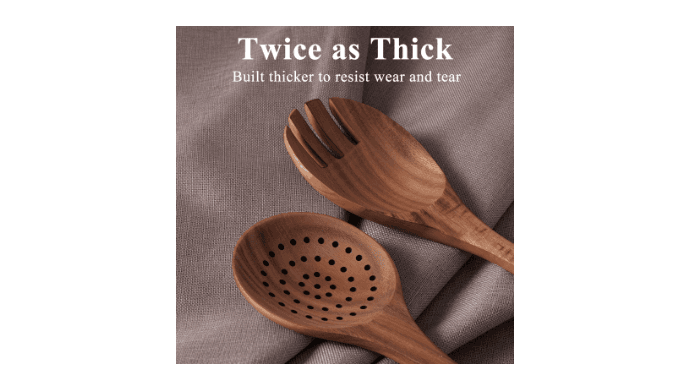 VAVSEA Thick Wooden Spoons for Cooking, 8 Pcs Natural Wooden Utensil for Cooking with Non-Stick, Heat Resistant, Wood Kitchen Utensil Set thumbnail 4