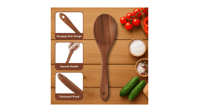 VAVSEA Thick Wooden Spoons for Cooking, 8 Pcs Natural Wooden Utensil for Cooking with Non-Stick, Heat Resistant, Wood Kitchen Utensil Set thumbnail 5