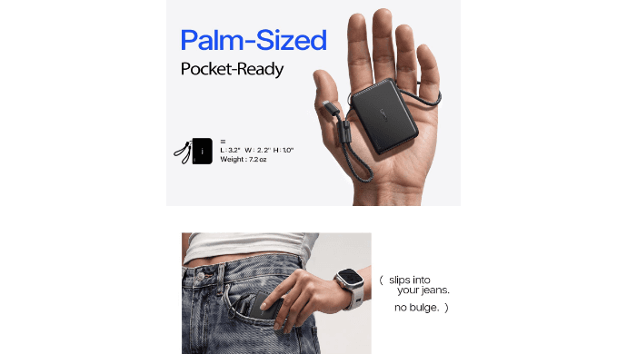 LISEN Small Portable Charger, 45W 10,000mAh Compact Power Bank Fast Battery thumbnail 3