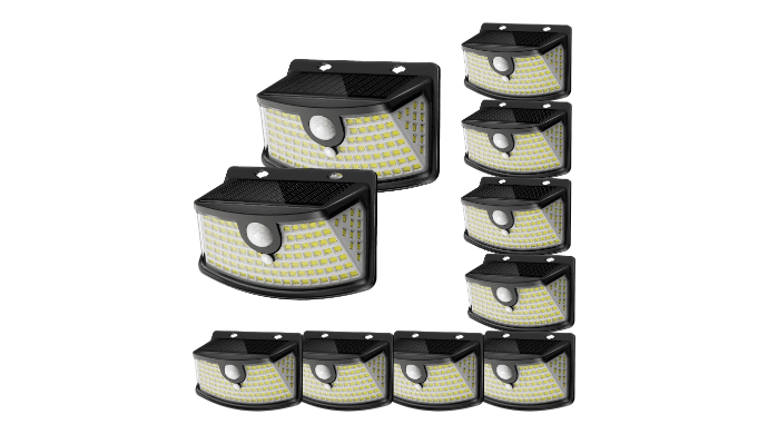 Aootek Solar Motion Sensor Lights Outdoor 120 LEDs, Black, 10 Pack thumbnail 1