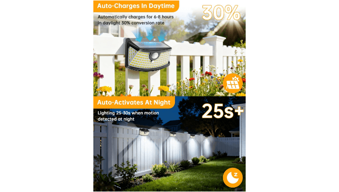 Aootek Solar Motion Sensor Lights Outdoor 120 LEDs, Black, 10 Pack thumbnail 5