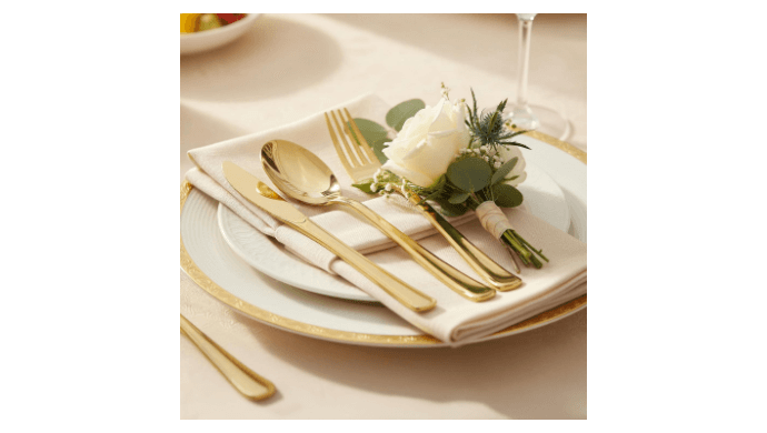 Glowserve 306 Pack Gold Disposable Plastic Silverware Set Cutlery Set thumbnail 2