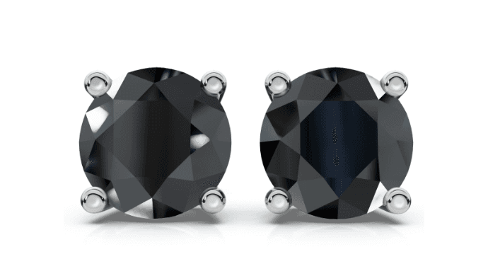 .25Ct - 8Ct TW Round 4-Prong Black Diamond Studs 14k Gold
