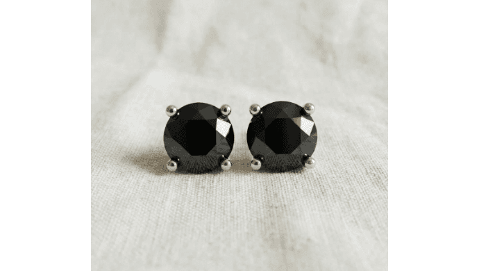 .25Ct - 8Ct TW Round 4-Prong Black Diamond Studs 14k Gold thumbnail 4