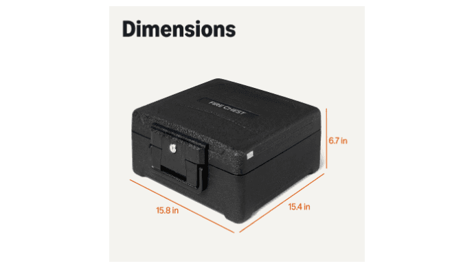 Amazon Basics Fire-Resistant Waterproof Fire Chest with Mechanical Key, Protects During Floods, 0.39 cu. ft, Black thumbnail 2