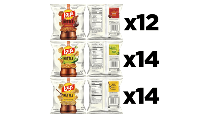 Lay's Kettle Cooked Potato Chips, Variety Pack, 0.85 Ounce (Pack of 40) thumbnail 3