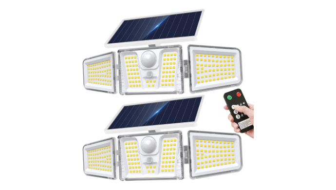 KOOPER Solar Motion Lights Outdoor, 210 LED Remote Solar Flood Lights 2PK thumbnail 1