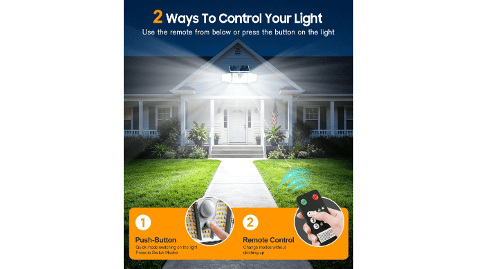 KOOPER Solar Motion Lights Outdoor, 210 LED Remote Solar Flood Lights 2PK thumbnail 4