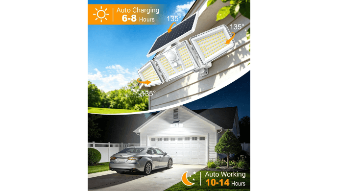 KOOPER Solar Motion Lights Outdoor, 210 LED Remote Solar Flood Lights 2PK thumbnail 5