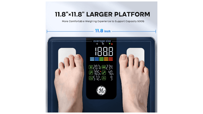 GE Smart Scale for Body Composition, Weight, BMI, 500lb, Large 11.8-Inch thumbnail 3