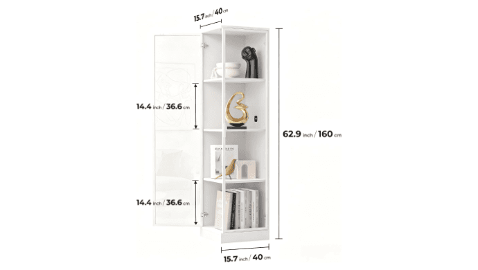 BROTTAR Corner Display Cabinet with Doors, 4-Tier, 3 Color Light, White thumbnail 2