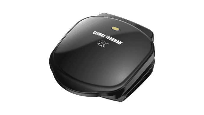 George Foreman GR10B 2-Serving Mini Grill & Panini Press, Compact 7.3” x 5.6” Cooking Surface,1–2 Servings, Dorms & Small Kitchens thumbnail 1
