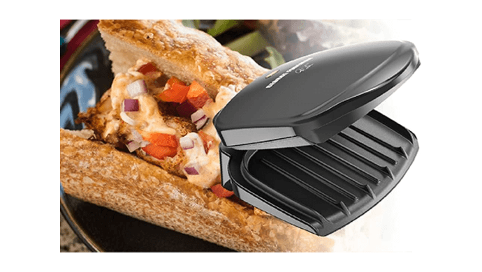 George Foreman GR10B 2-Serving Mini Grill & Panini Press, Compact 7.3” x 5.6” Cooking Surface,1–2 Servings, Dorms & Small Kitchens thumbnail 2