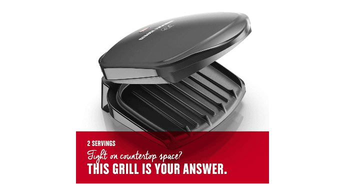 George Foreman GR10B 2-Serving Mini Grill & Panini Press, Compact 7.3” x 5.6” Cooking Surface,1–2 Servings, Dorms & Small Kitchens thumbnail 5