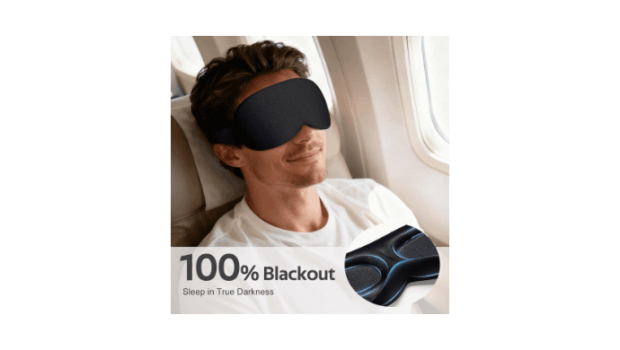 Vynix® Sleep Mask for Men Women - 100% Blackout Eye Masks for Sleep - 3D Soft Sleeping Mask for Side Sleepers - Zero Pressure Lash Extensions Eye Cover Shade for Airplane Travel Essentials, Black thumbnail 2