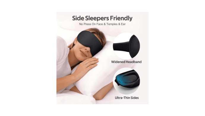Vynix® Sleep Mask for Men Women - 100% Blackout Eye Masks for Sleep - 3D Soft Sleeping Mask for Side Sleepers - Zero Pressure Lash Extensions Eye Cover Shade for Airplane Travel Essentials, Black thumbnail 4