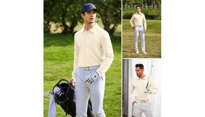 Deyeek Men's Long Sleeve Polo Shirts, Quick Dry Golf Polo for Men thumbnail 2