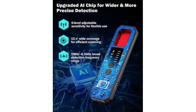 Hidden Camera Detectors, 7-in-1 Anti Spy Camera Finder, Bug Detector for RF Signal, WiFi Scanner, GPS Tracker, Listening Device, Portable Privacy Protection for Hotel Office Car Travel thumbnail 2