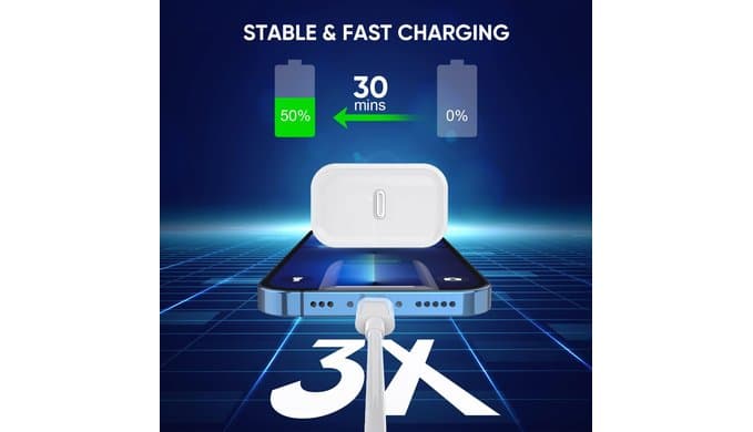 3 Pack Fast Charger iPhone,【Apple MFi Certified】6FT iPhone Charger Fast Charging USB C Block Wall Adapter 6 Foot Type C to Lightning Cable for iPhone 14 Pro Max/14 Plus/13 Pro/12/12Pro/11/XS/X,AirPods thumbnail 3