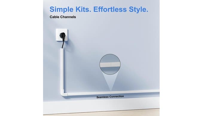 Yecaye Cord Hider, 113in One-Cord Cable Raceways, W0.59in H0.4in, White thumbnail 4