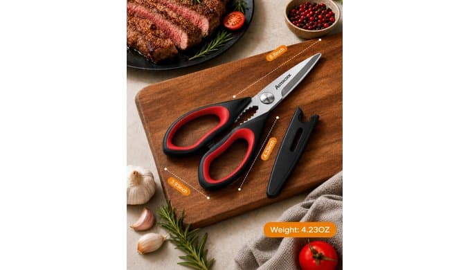 Astercook Kitchen Scissors, 3-Pack Heavy Duty Kitchen Shears with Stainless Steel Blades for Meat, Poultry, Herbs, Vegetables and Packaging, Dishwasher Safe Seafood Tools thumbnail 2
