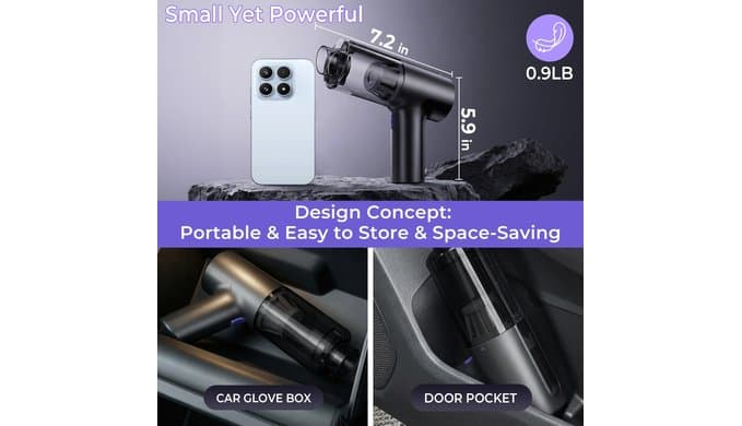Car Vacuum Portable Cordless, Handheld Vacuum Cleaner Mini Small thumbnail 2