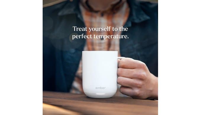 Ember Temperature Control Smart Mug 2, 10 Oz, App-Controlled Heated Coffee Mug with 80 Min Battery Life and Improved Design, White thumbnail 2