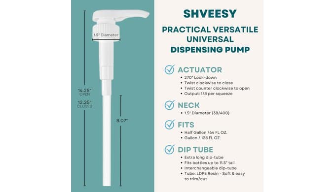 Gallon Pump Dispenser | for Plastic or Glass Bottles | Heavy-Duty Leak Proof for Commercial and Household Use | Pump for Gallon Jug | Non-BPA Plastic (Pack of 2) thumbnail 2