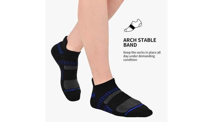 COOPLUS Mens Ankle Socks Athletic Cushioned Breathable Low Cut Tab With Arch Support - 6 Pairs thumbnail 3