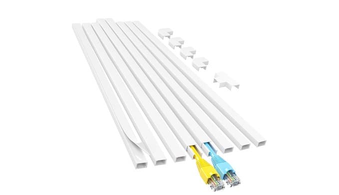 Yecaye Cord Hider, 113in One-Cord Cable Raceways, W0.59in H0.4in, White thumbnail 1