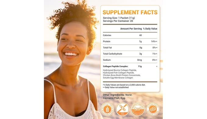 Hydrolyzed Collagen Peptides, Supports Hair, Skin, Nails, Joints & Bones thumbnail 4