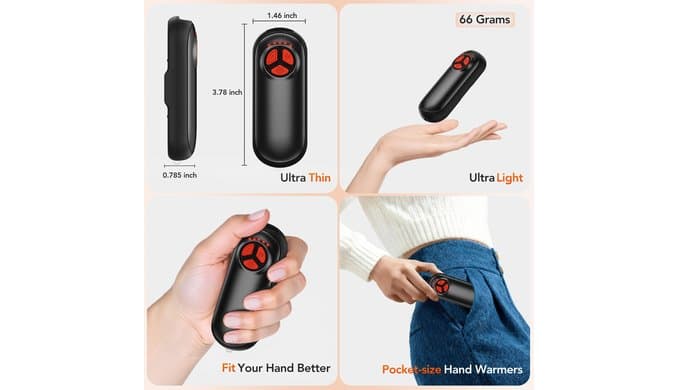 Upgraded Hand Warmers Rechargeable 2 Pack, AI Electric Hand Warmers, Portable Heater, 1s Safe Rapid Heat, 5 Gears Temperature Control, for Hunting, Camping, Hiking, Outdoor thumbnail 4