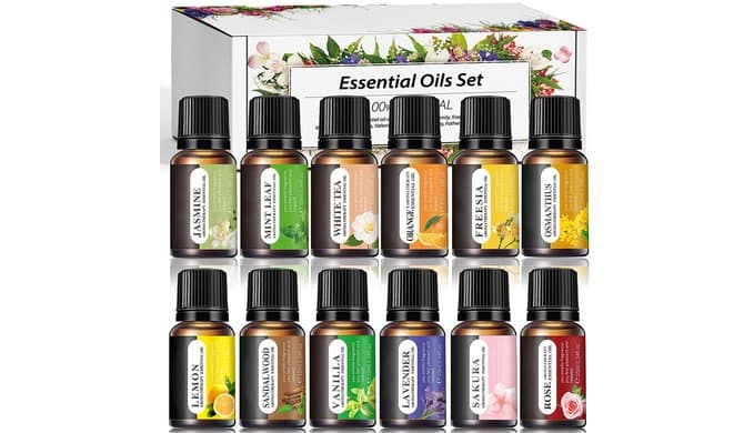 Essential Oils Set, 12 Scents, 10 ML Bottles, Lavender, Lemon, Rose, Jasmine, Vanilla, Sandalwood and More, for Humidifiers, Diffusers, Aromatherapy thumbnail 1