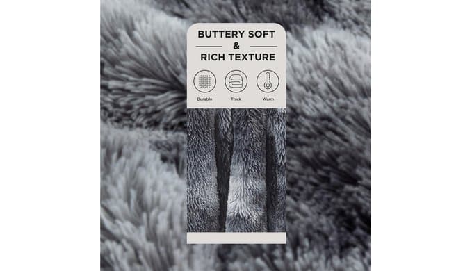 Bedsure Faux Fur Fluffy Fleece Sherpa Blanket Couch Throw Grey 50"x60" thumbnail 4