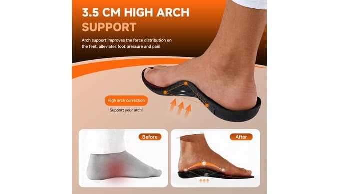 Plantar Fasciitis Insoles Men Women, Shoe Inserts for Women thumbnail 4