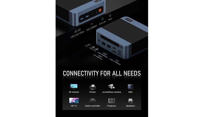BOSGAME E5 Plus Mini PC Ryzen 5400U, 8GB Upgradable RAM 256GB SATA SSD thumbnail 3