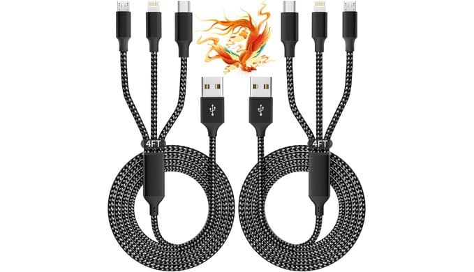 3 IN 1 Multi Charging Cable, Phone Chargers for Multiple Devices, 2Pack 4FT thumbnail 1