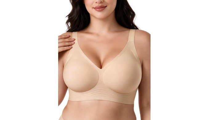 Jelly Bra Seamless Wireless Bra for Women No Underwire Bras Comfy Deep V thumbnail 1