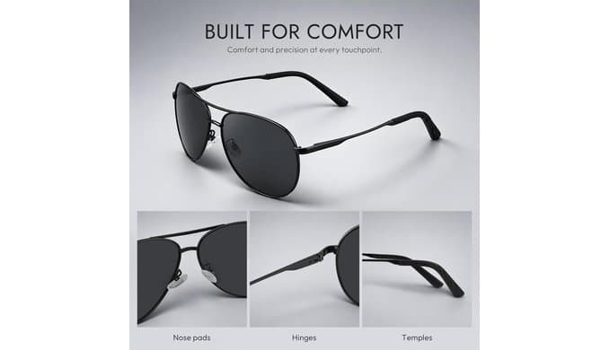 Eiuizah Polarized Aviator Sunglasses for Men Women UV400 Driving Shades thumbnail 4