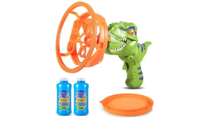 Bubble-in-Bubble Dino Bubble Gun for Kids Ages 3-9 Green thumbnail 1