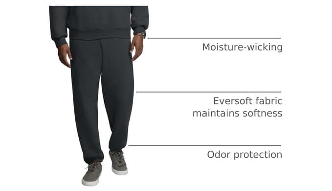 Fruit of the Loom Eversoft Fleece Elastic Bottom Sweatpants with Pockets, Relaxed Fit, Moisture Wicking, Breathable thumbnail 5
