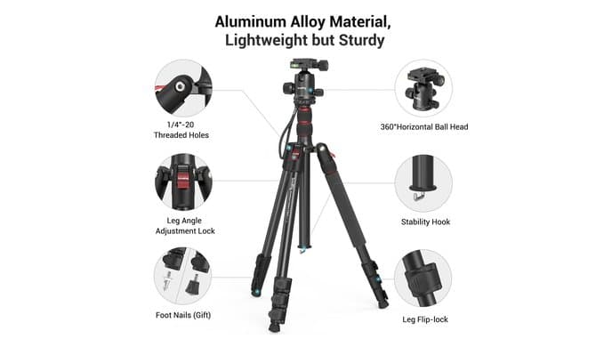 SmallRig 71"/ 180cm Aluminum Camera Ball Head Tripod & Monopod CT-10 thumbnail 4