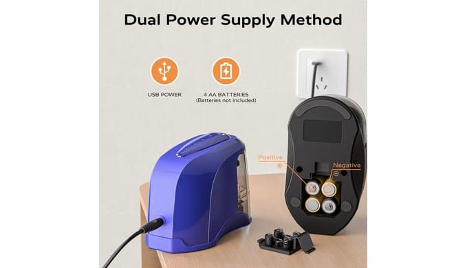 STAGEEK Electric Pencil Sharpener, Plug in or USB/Battery Operated, Blue thumbnail 5