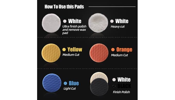 Buffing Polishing Pads, 7Pcs 7"(180mm) Waffle Foam Buffing Pads Polishing Pads Wool Pad Kit for 7Inch Backing Plate RO/DA/GA Car Polisher Boat Compounding, Polishing and Waxing thumbnail 2
