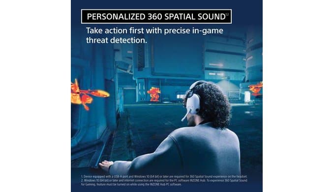 Sony INZONE H9 Wireless Over-Ear Noise Cancelling Gaming Headset, Black thumbnail 2